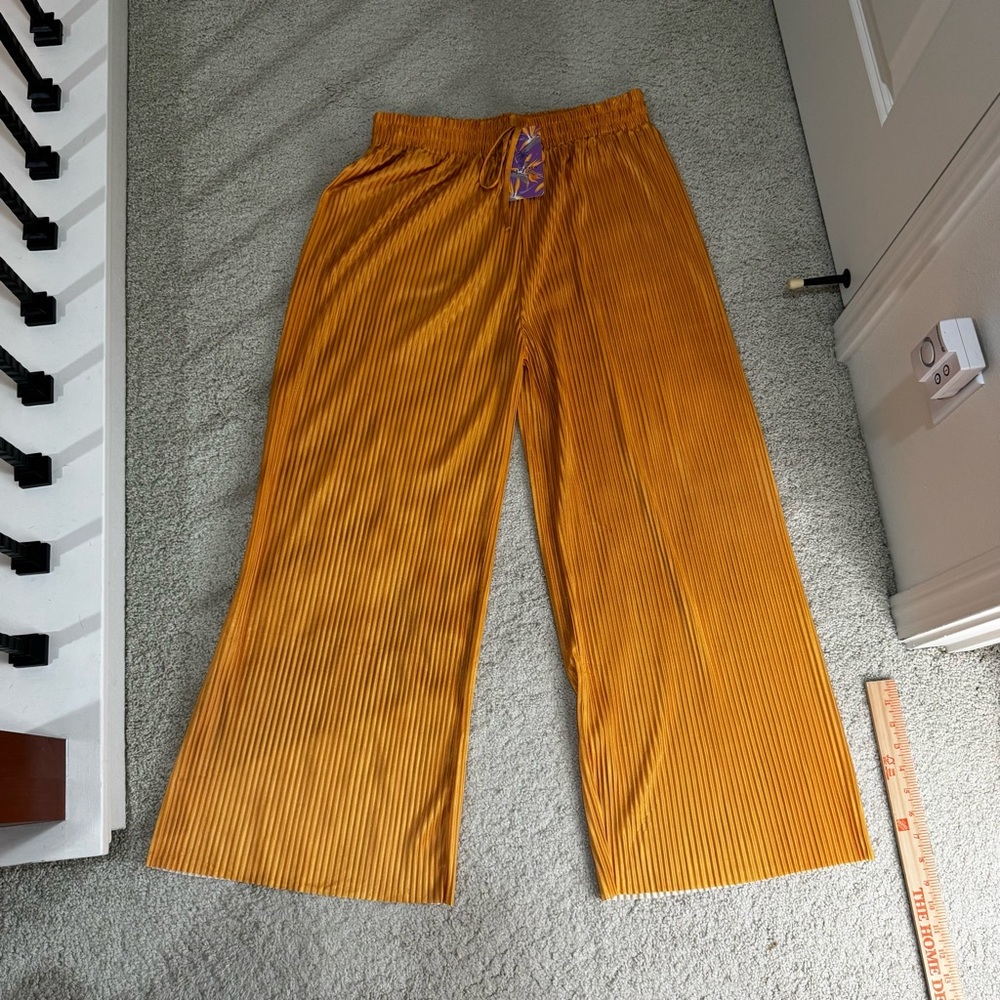 NWT Island Crew Hawaii Womens Mustard Yellow Wide-Leg Pants XL